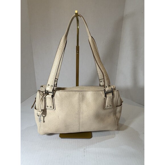 Fossil Cream or Ivory Pebbled Leather Satchel Shoulder Bag Blackburn Collection - Picture 1 of 16